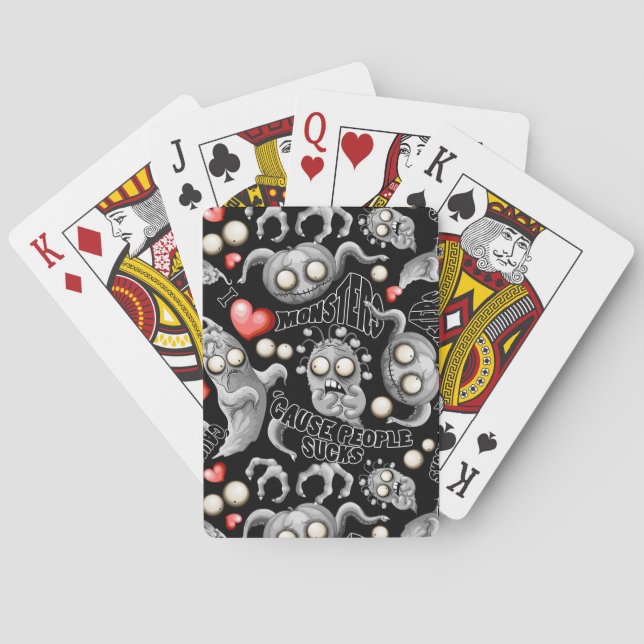 I Love Monsters 'cause People Sucks Poker Cards (Back)