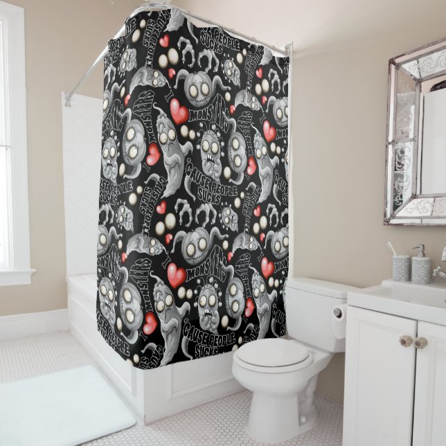 I Love Monsters 'cause People Sucks Shower Curtain (In Situ)