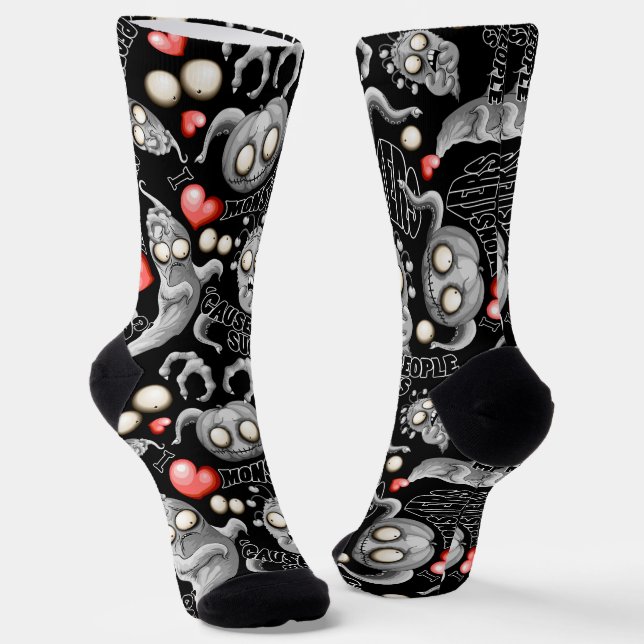 I Love Monsters 'cause People Sucks Socks (Angled)