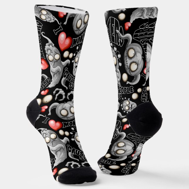 I Love Monsters 'cause People Sucks Socks (Angled)