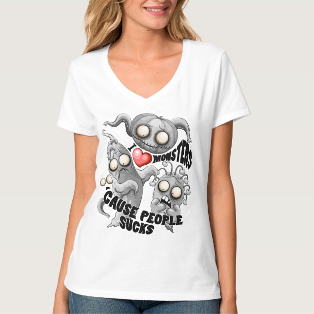 I Love Monsters 'cause People Sucks T-Shirt (Front)