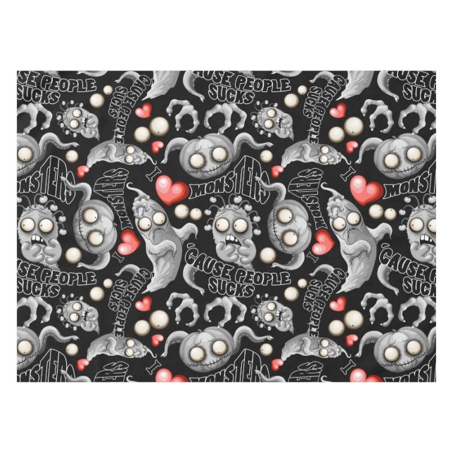 I Love Monsters 'cause People Sucks Tablecloth (Front (Horizontal))