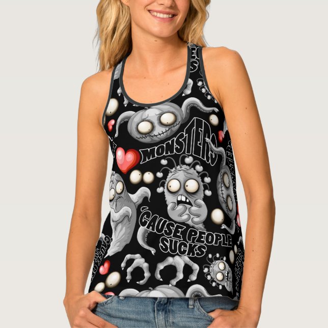 I Love Monsters 'cause People Sucks Tank Top (Front)
