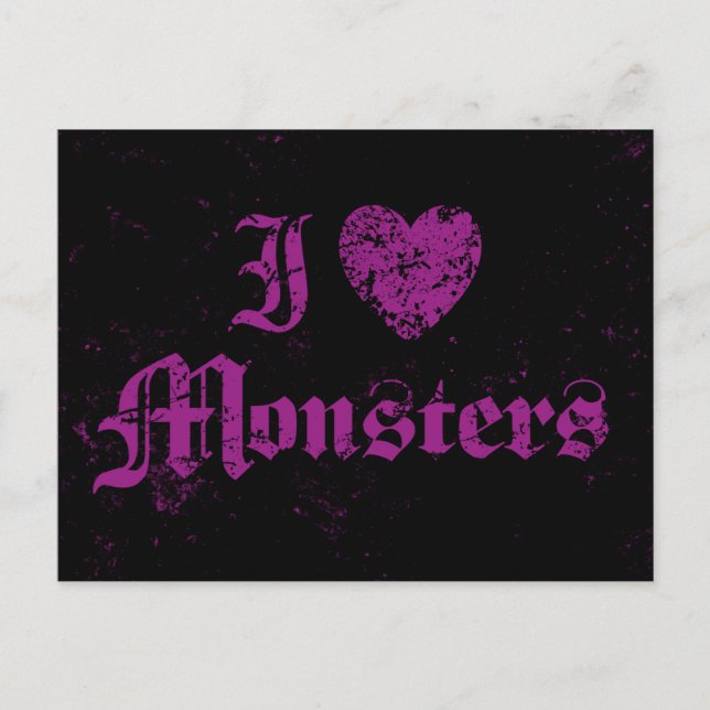 I Love Monsters Postcard (Front)