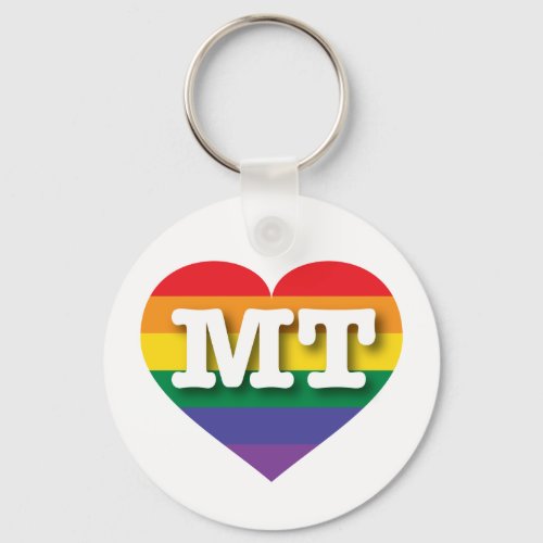 I love Montana Gay Pride Rainbow Heart Keychain