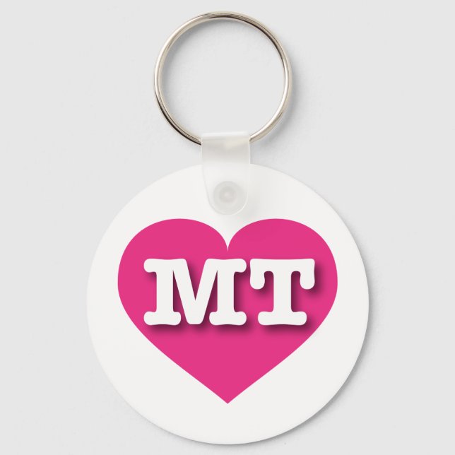 I love Montana - MT hot pink heart Keychain (Front)