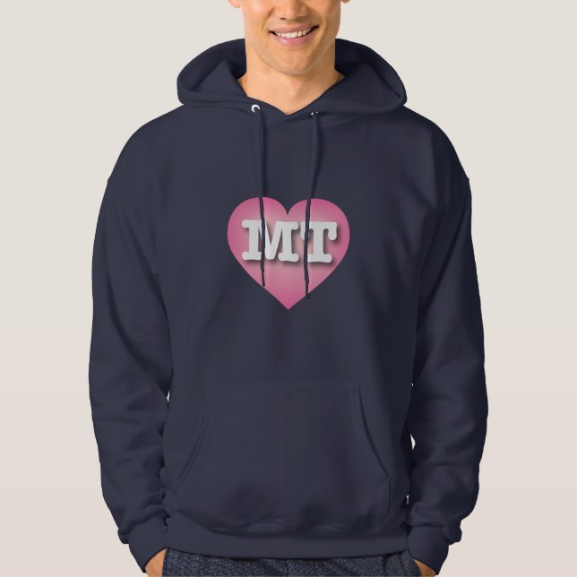I love Montana - MT pink fade heart Hoodie (Front)