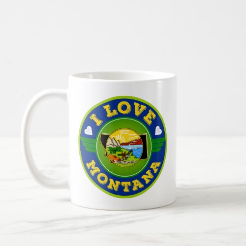 I Love Montana State Flag and Map Coffee Mug