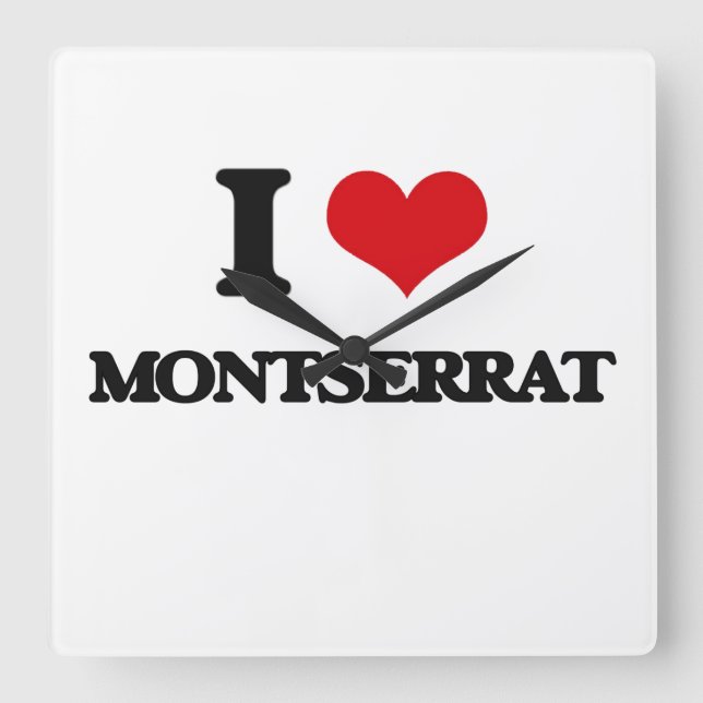 I Love Montserrat Square Wall Clock (Front)