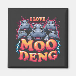 I Love Moo Deng Baby Hippo Lovers  Magnet