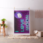 &quot;I Love Moon&quot; – A Whimsical Celestial Art Design Fabric