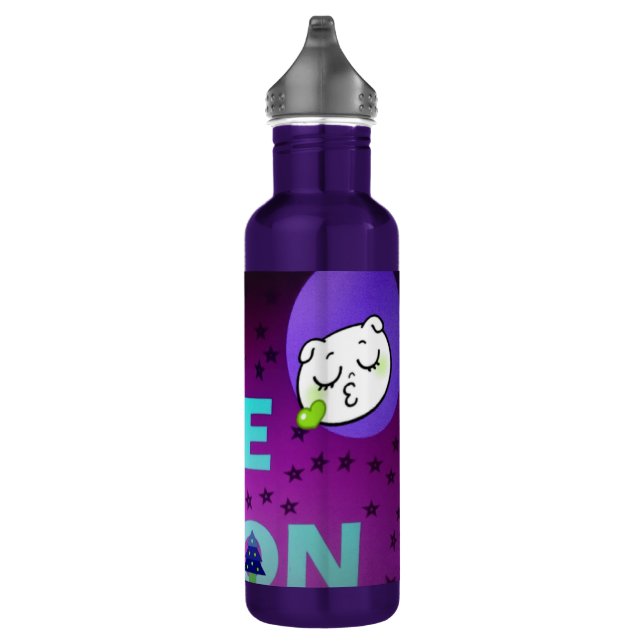 "I Love Moon" – A Whimsical Celestial Art Design Stainless Steel Water Bottle (Right)