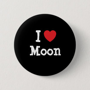 I love Moon heart T-Shirt Button