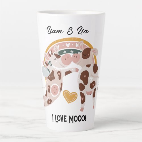I Love Mooo Cute Cow Customized Gift Him Her       Latte Mug