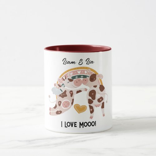I Love Mooo Cute Cow Customized Gift Him Her       Mug
