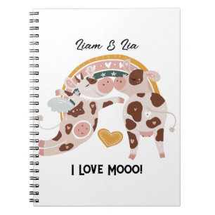 I Love Mooo Cute Cow Customized Gift Him Her       Notebook