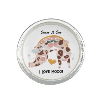 I Love Mooo Cute Cow Customized Gift Him Her       Ring by LovJoie at Zazzle