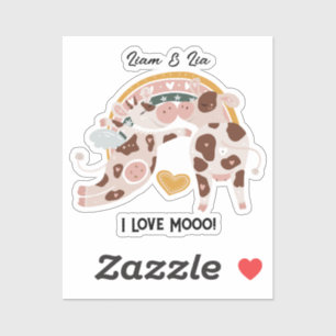 I Love Mooo Cute Cow Customized Gift Him Her Sticker