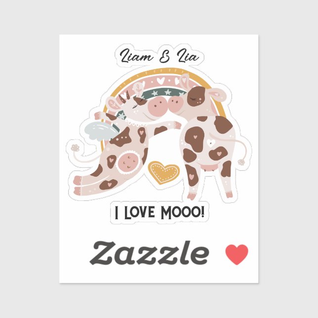I Love Mooo Cute Cow Customized Gift Him Her    Sticker (Sheet)