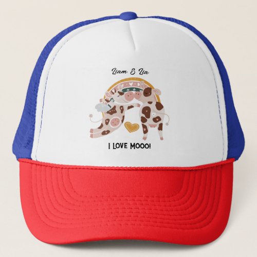 I Love Mooo Cute Cow Customized Gift Him Her       Trucker Hat