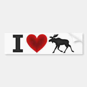 I Love Moose Bumper Sticker