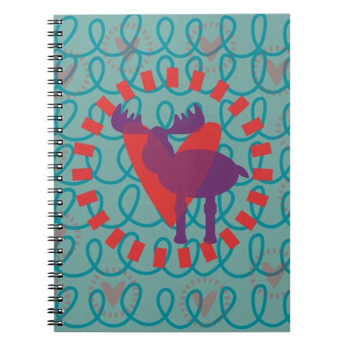 I love Moose Heart Doodle Nature Lover Design Notebook