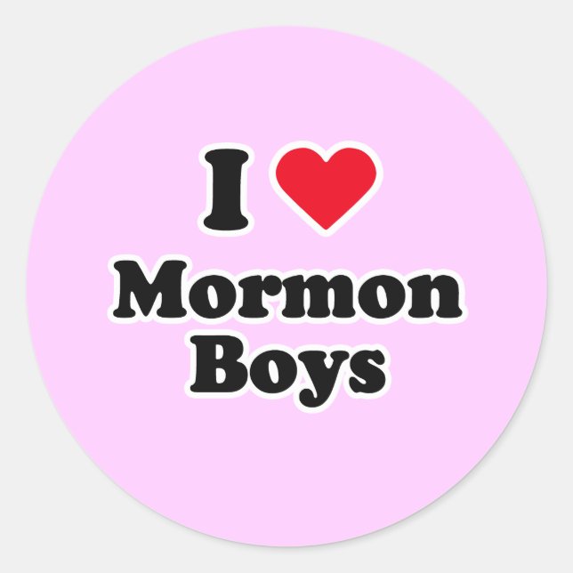 I love mormon boys classic round sticker (Front)