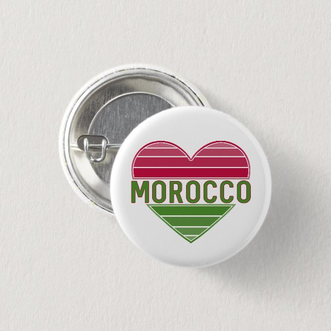 I Love Morocco, Moroccan Heart Button (Front & Back)