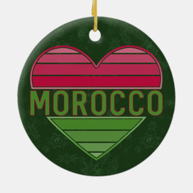I Love Morocco, Moroccan Heart Ceramic Ornament (Back)