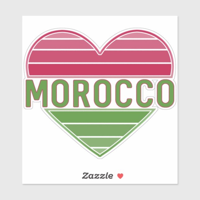 I Love Morocco, Moroccan Heart Sticker (Sheet)