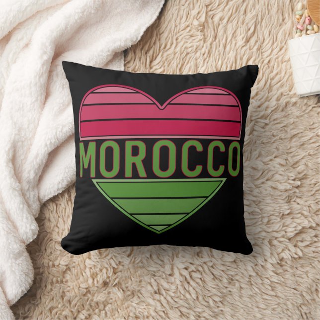 I Love Morocco, Moroccan Heart Throw Pillow (Blanket)