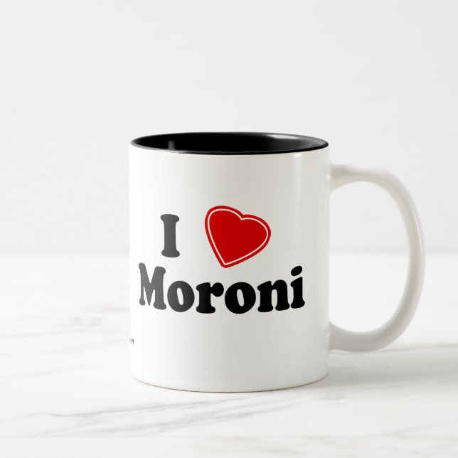 I Love Moroni Two-Tone Coffee Mug (Right)