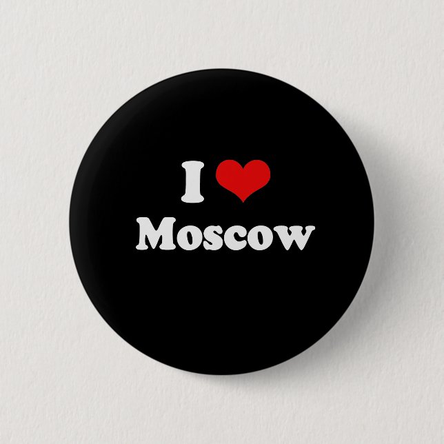 I Love Moscow Tshirt White Tshirt Button (Front)