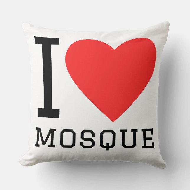 I love mosque throw pillow (Front)