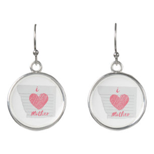 i love mother earrings