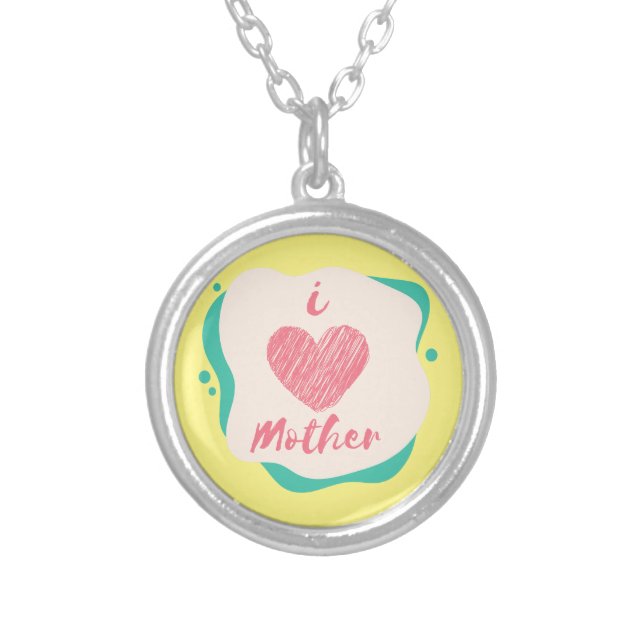 i love mother silver plated necklace (Front)