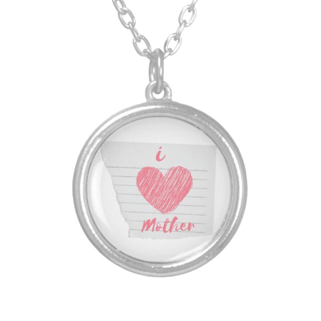 i love mother silver plated necklace (Front)