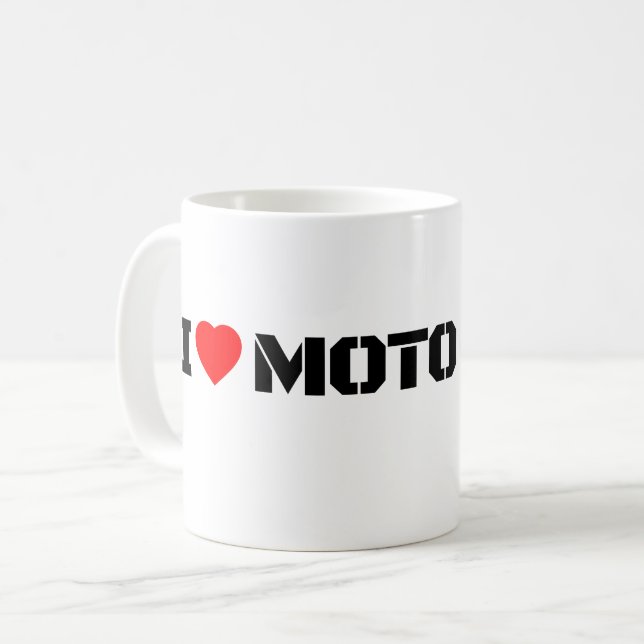 I Love Moto Motorcycle Coffee Mug (Front Left)