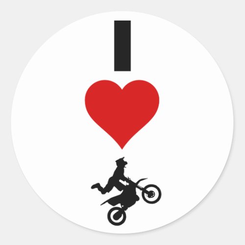 I Love Motocross Vertical Classic Round Sticker