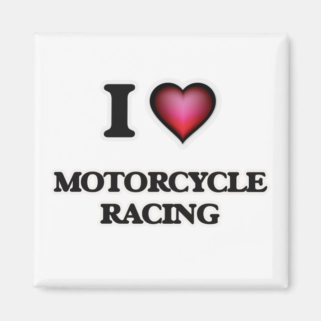 I Love Motorcycle Racing Magnet (Front)