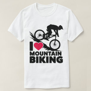 I Love Mountain Biking Silhouette Design T-Shirt