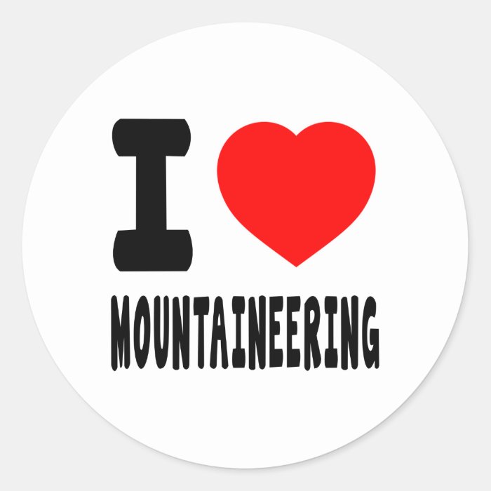 I Love Mountaineering Round Stickers