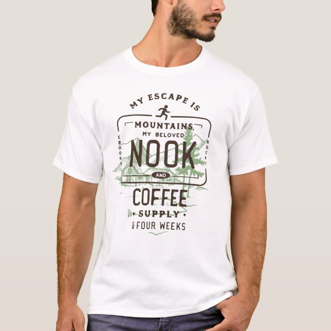 I Love Mountains Coffee Nook EReader T-Shirt (Front)