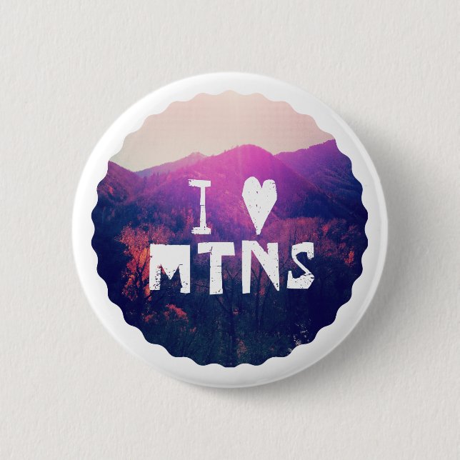 I Love Mountains Pinback Button (Front)
