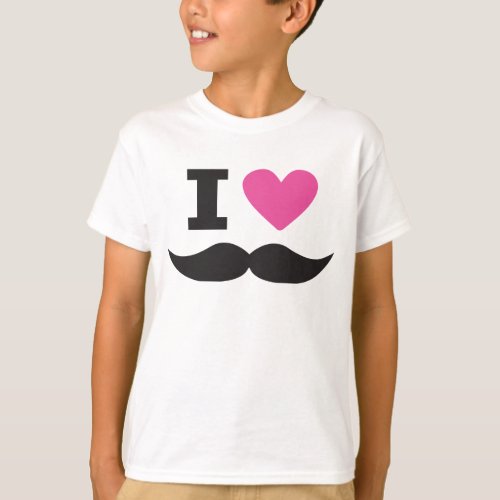 I Love Moustache _ pink T_Shirt