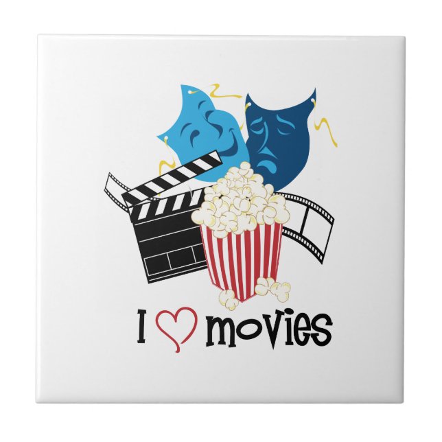 I Love Movies Ceramic Tile (Front)