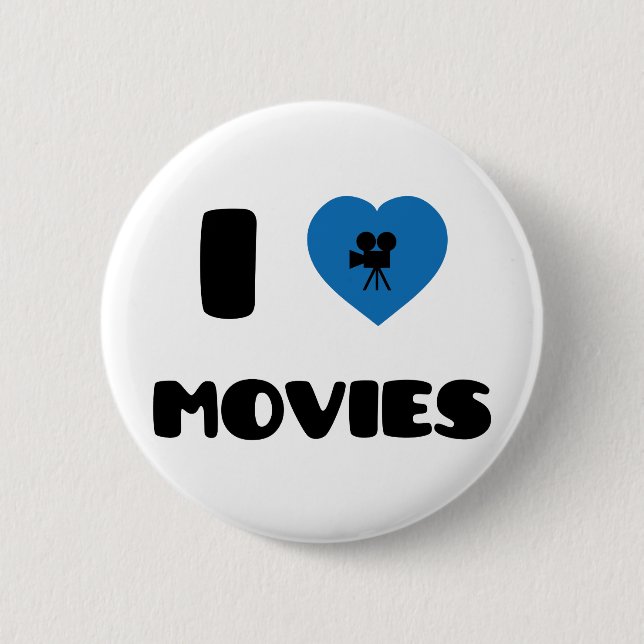 I Love Movies Pinback Button (Front)