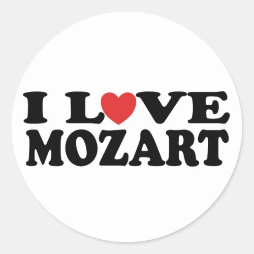 I Love Mozart Classic Round Sticker