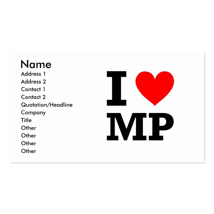I Love MP Design Business Cards