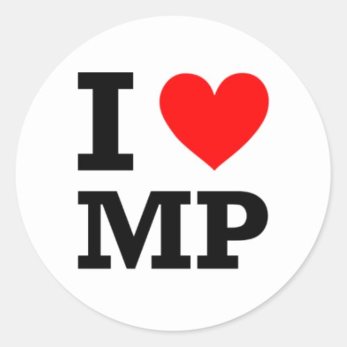 I Love MP Design Classic Round Sticker